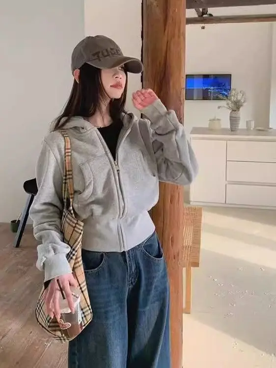 

Американский кардиган с капюшоном, женский осенне-зимний утягивающий жилет Fce ort, верхняя одежда, топ