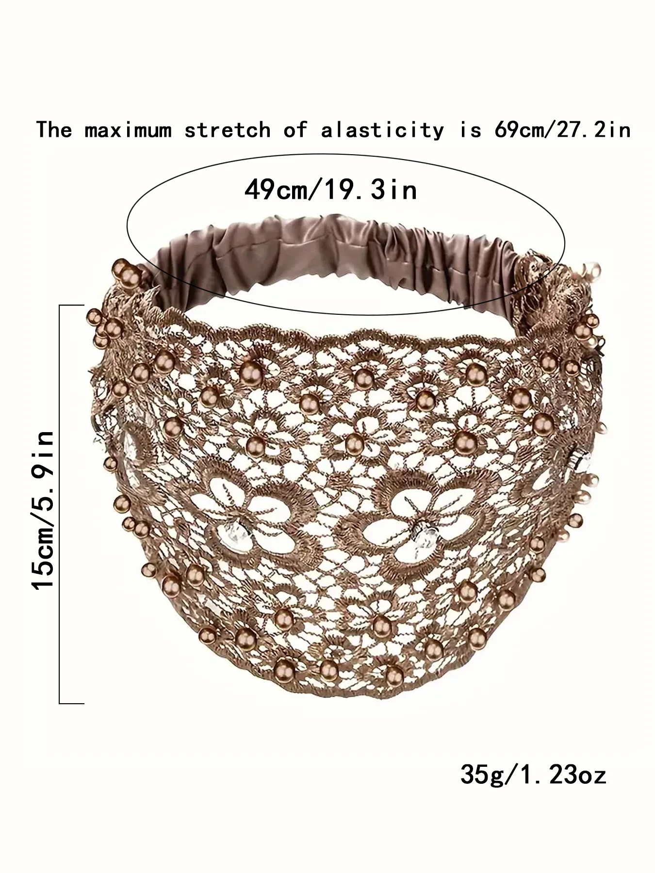 1pc Boho Hollow Lace Headband Wide Head Wrap Faux Pearl Decor Headband Hair Accessories For Women