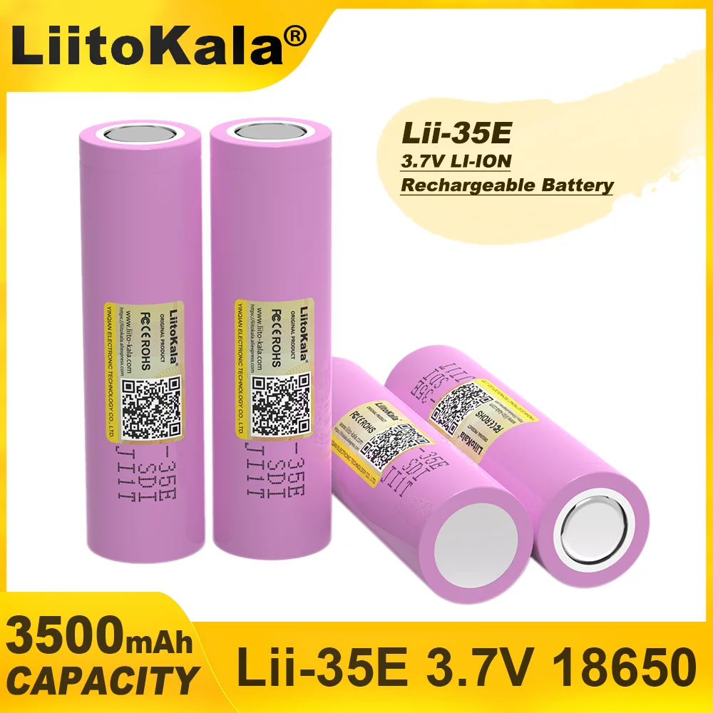 Liitokala INR18650 35E Original 18650 Lithium Battery 3500mAh 3.7V 25A High Power for Electrical Tools Flashlight