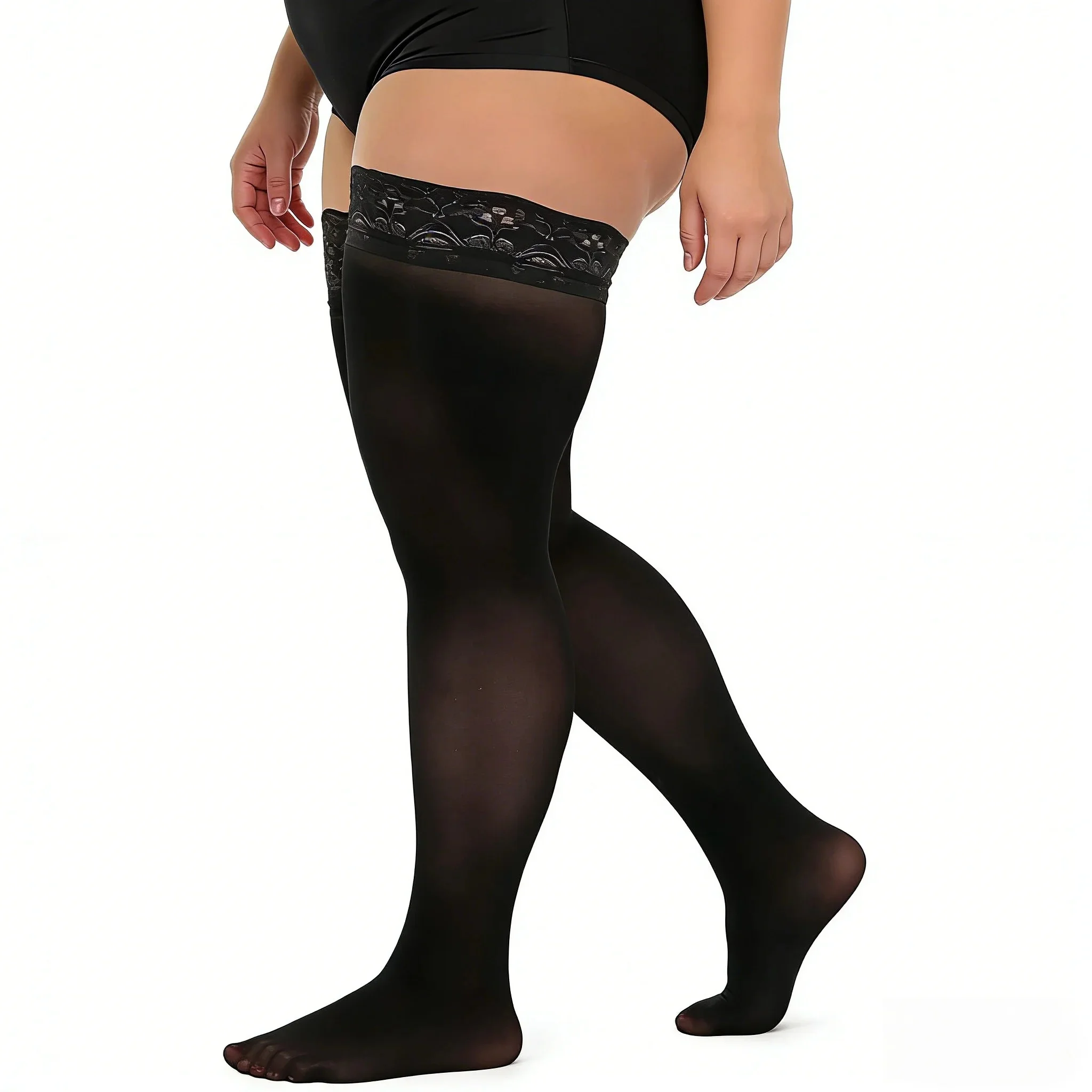 

3XXXL Large Plus Size Stretchy Lace Stockings for Women Thigh High long Socks Breathable Mesh Lingerie Stocking for Heavy Thighs