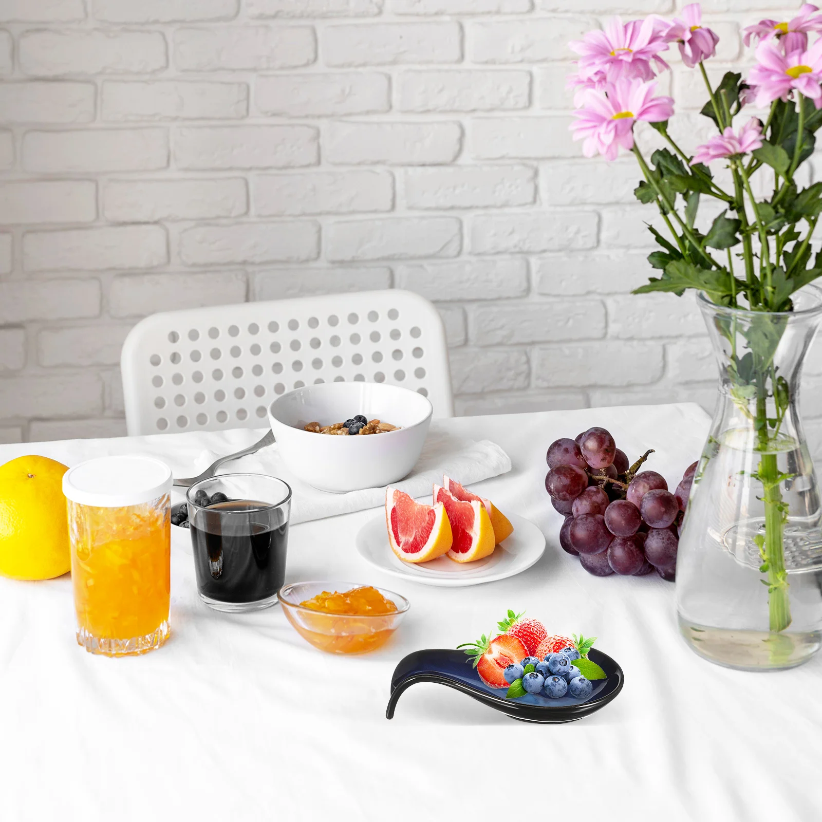 

Ceramic Spoon Dessert Plate Small Unique Glazing Color Appetizer Dish Dipping Bowl Kitchen Counter Sauce Bowl Table Spoon Holder