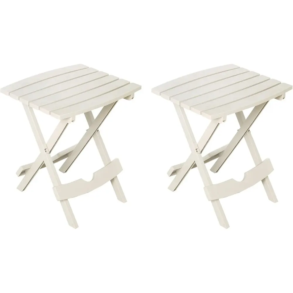 

Set of 2 White Plastic Quick-Release Side Tables, Model 8500-48-4702