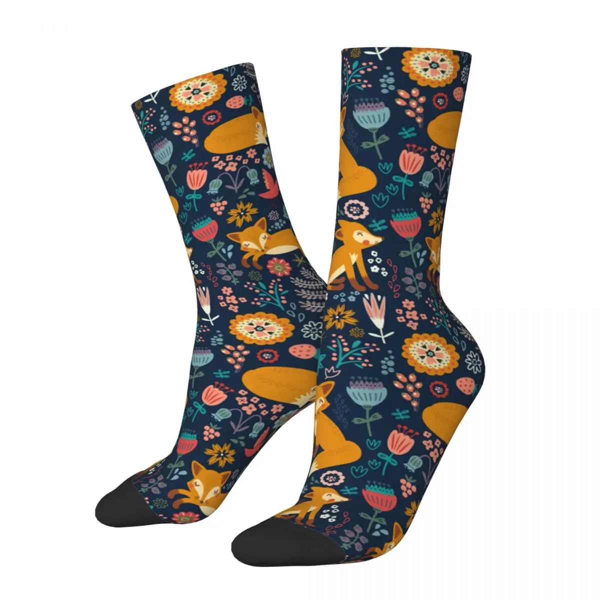 Cool Fox Skateboard Socks Polyester Middle Tube Socks for Women Men Sweat Absorbing