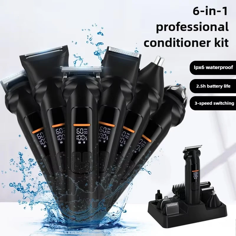 RESUXI Digital Display 6 in 1 Hair Trimmer for Men Eyebrow Beard Trimmer Electric Hair Clipper Grooming Kit Haircut