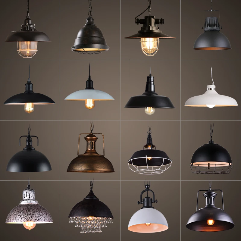 

Retro Industrial Iron Wind Lamp Loft Bar Coffee American Style Multithread Lid Pendant Light For Dining