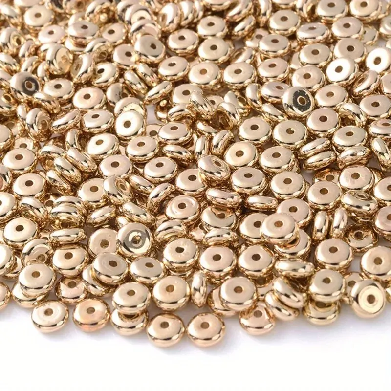 200pcs Mixed Color 6mm CCB Charm Spacer Wheel Bead Oval Flat Round Loose Beads Gold Silver For DIY Jewelry Making Accessories image 4
