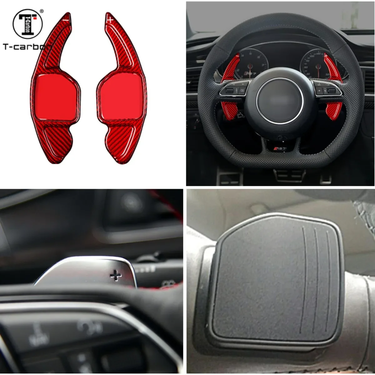 T-carbon Carbon Fiber Steering Wheel Paddle Shifter For Audi A3 A4 A5 A6 A7 A8 Q3 Q5 Q7 TT S3 S5 R8 2012-2014 Auto Parts