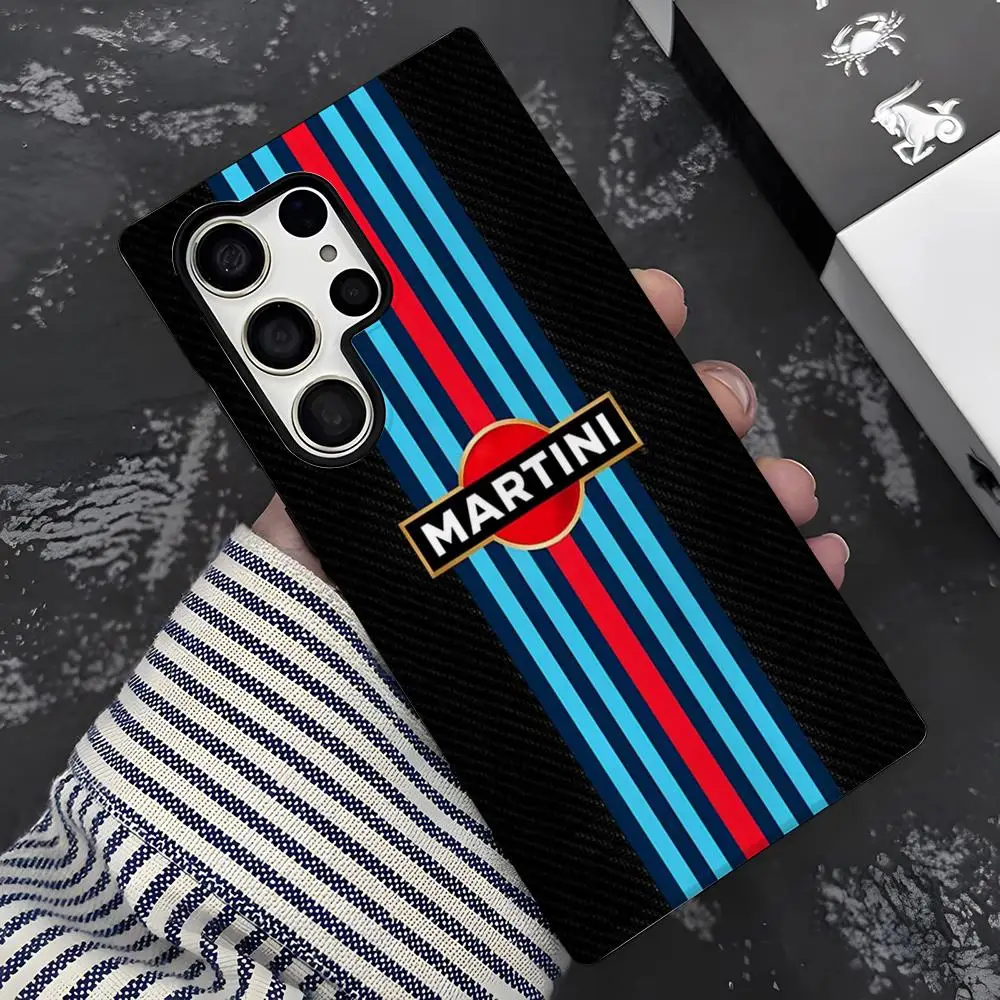 

Martini Racing Horizontal Stripe Phone Case For Samsung S25 S21 S22 S23 S24 FE Ultra Plus A56 A36 A26 A16 Glossy 2 in 1 Cover