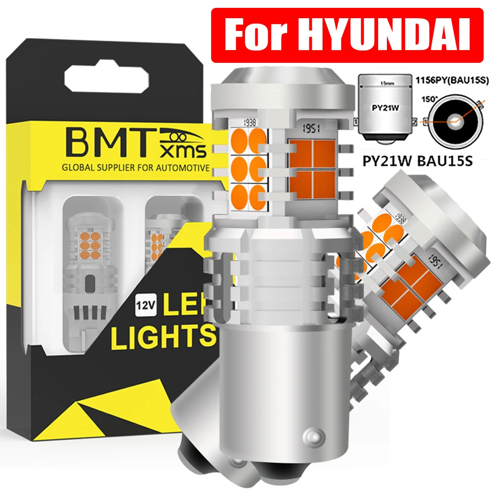

BMTxms 2PCS 7507 1156PY BAU15S PY21W LED Front Rear Turn Signal Amber Lights Lamp Bulbs For Hyundai i10 PA i20 PB i30 FD ix35 LM