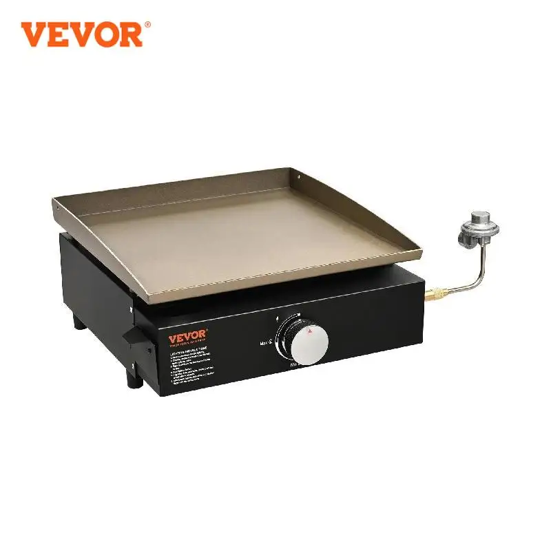 VEVOR 18/24inch Propane Gas Tabletop Griddle with Hot-rolled Plate Carbon Steel  Portable Table Top Griddle Grill for Camping