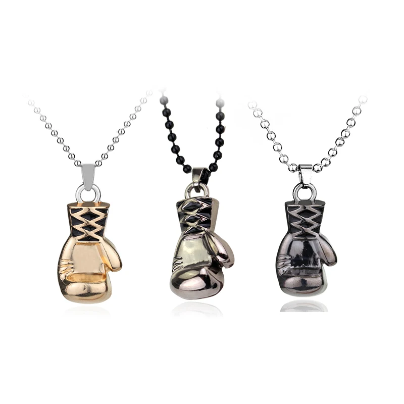 Fashion Boxing Gloves Solid Color Pendant Men's Sports Casual Jewelry Hip Hop Necklace Street Black Retro Necklaces Jewelry Gift image 2