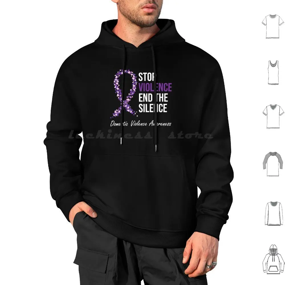 Family Domestic Violence Awareness Purple Ribbon Hoodies Long Sleeve Epilepsy Purple Awareness Ribbon Epilepsy