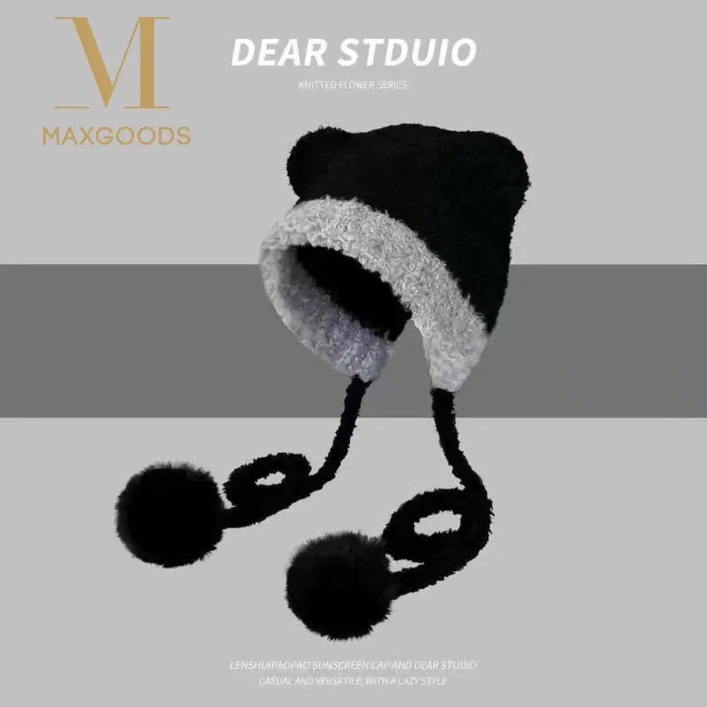 جديد لطيف الدب محبوك قبعة محبوك Pompom سدادات حماية الأذن قبعة كرات الفراء Coldproof قبعة صغيرة لركوب الدراجات في الهواء الطلق التزلج #1