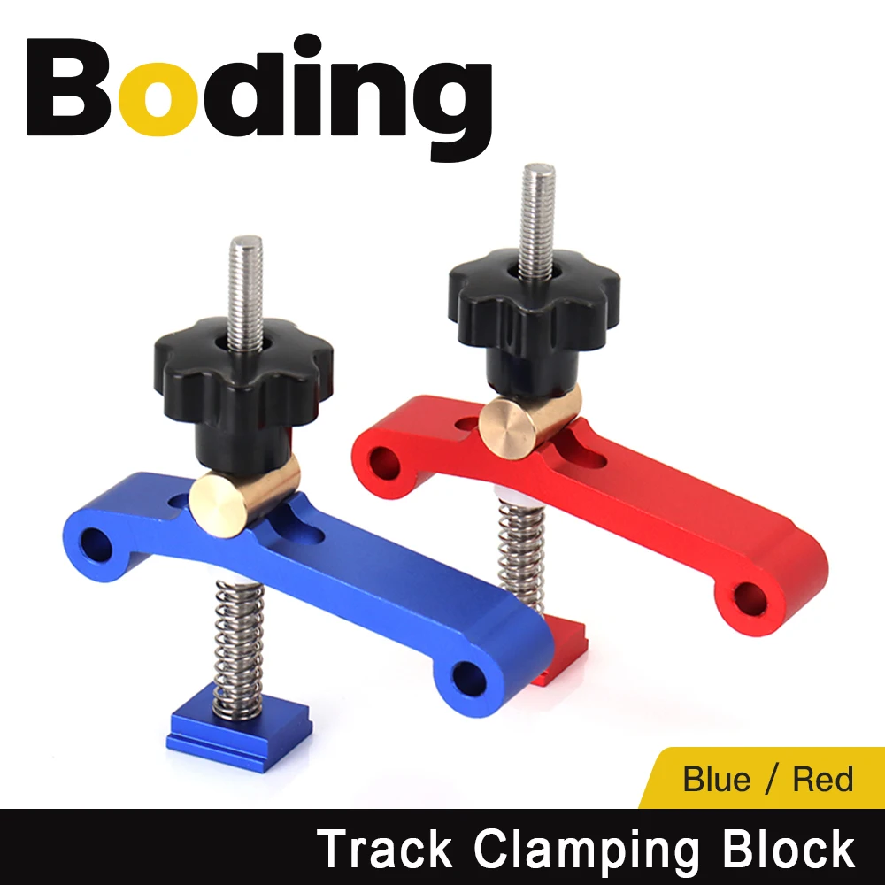 BODING Universal Clamping Blocks Platen Miter T-Track Clamping Blocks M8 Screw Woodworking Joint Quick Acting Hold Down Clamp