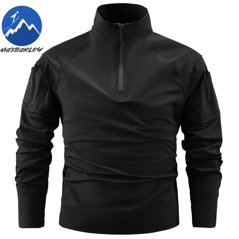 

Maxbarley Half Zipper T-shirt Men Outdoor Training Combat Quick-drying Breathable Top 2026 Long-sleeved Lightweight Sportswear