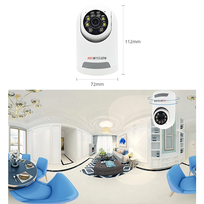 HKWASION 2MP  wireless wifi camera home HD 360-degree panoramic PTZ camera network monitoring