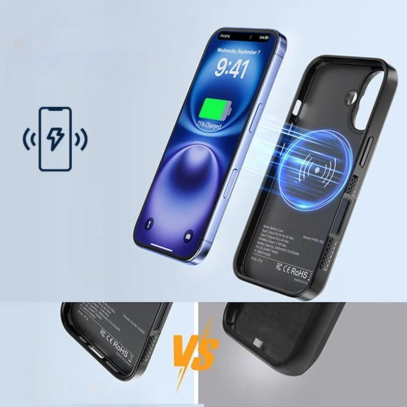 5000mAh Magnetic Power Bank with USB-C Output for IPhone 16  Pro - Portable Back Clip Battery Pack with Fast Charging