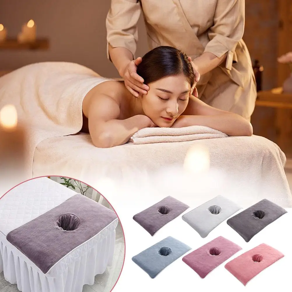 Mesa de masaje de SPA de belleza gruesa, toalla facial con agujero, Bandana de cama para Hospital, Hotel, salón de belleza, 40x80cm, G5E6