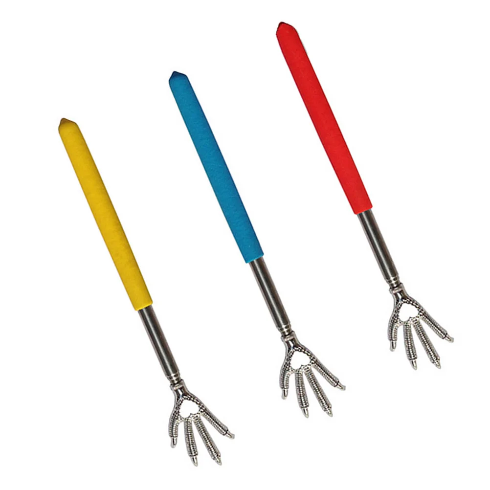 

3Pcs Back Scratcher Stainless Steel Telescopic Long Handle Rubber Grip Portable Extendable Relief Tool for Pressure Anxiety
