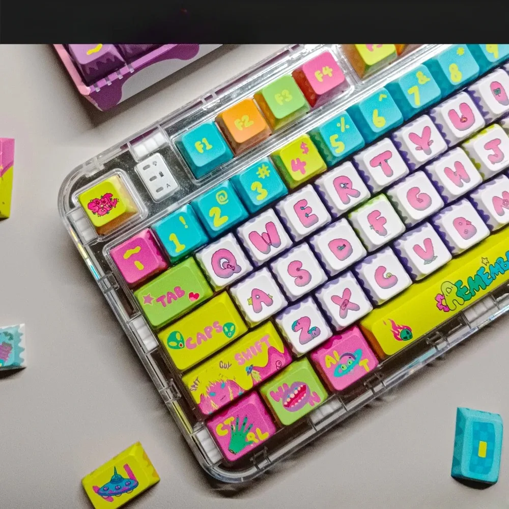 Artistic Graffiti Theme Keycap Set 136Key PBT Custom Keyboard Cap MDA Profile Gaming Key Cap for Mechanical Keyboard Accessories