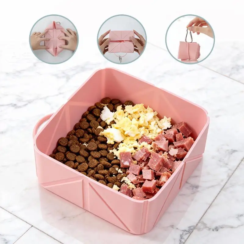 Non-slip Silicone Collapsible Pet Bowl Food Grade Portable Dog Cat Food Water Dish for Camping Hiking Travel Use