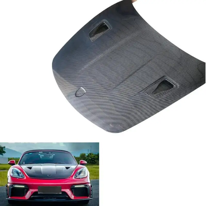 

Капот двигателя из углеродного волокна для Porsche 718, обновленный передний капот 911 GT4RS 911.1 991.2, крышка капота двигателя, внешние аксессуары автомобиля
