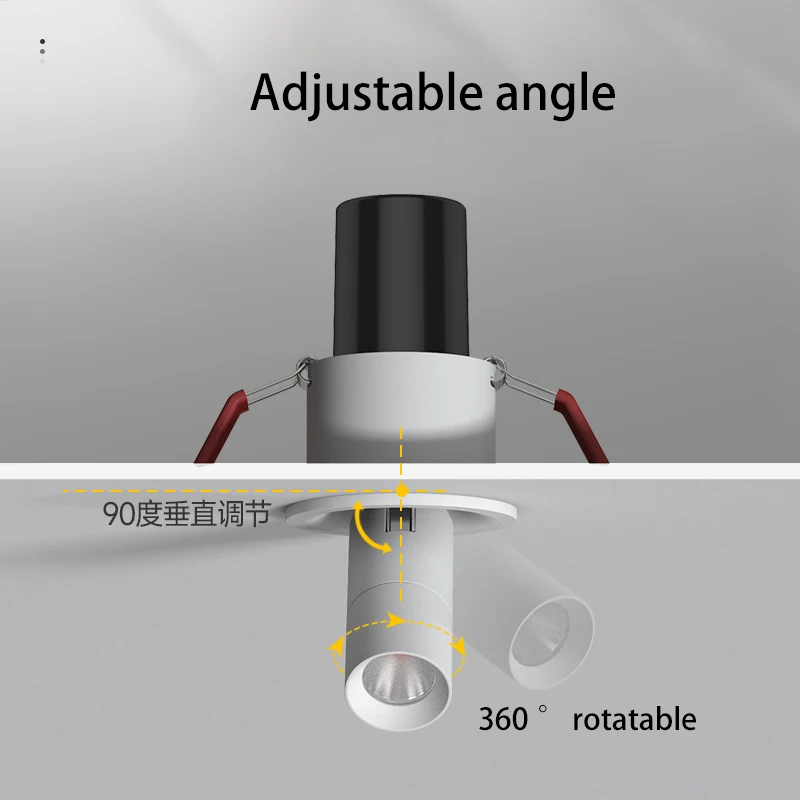 Imagem -04 - Ângulo Ajustável Led Holofotes Mini Recesso Lâmpada do Teto Pequeno Ponto Redondo Luz Apto para Sala de Estar Casa Foco 5w 7w