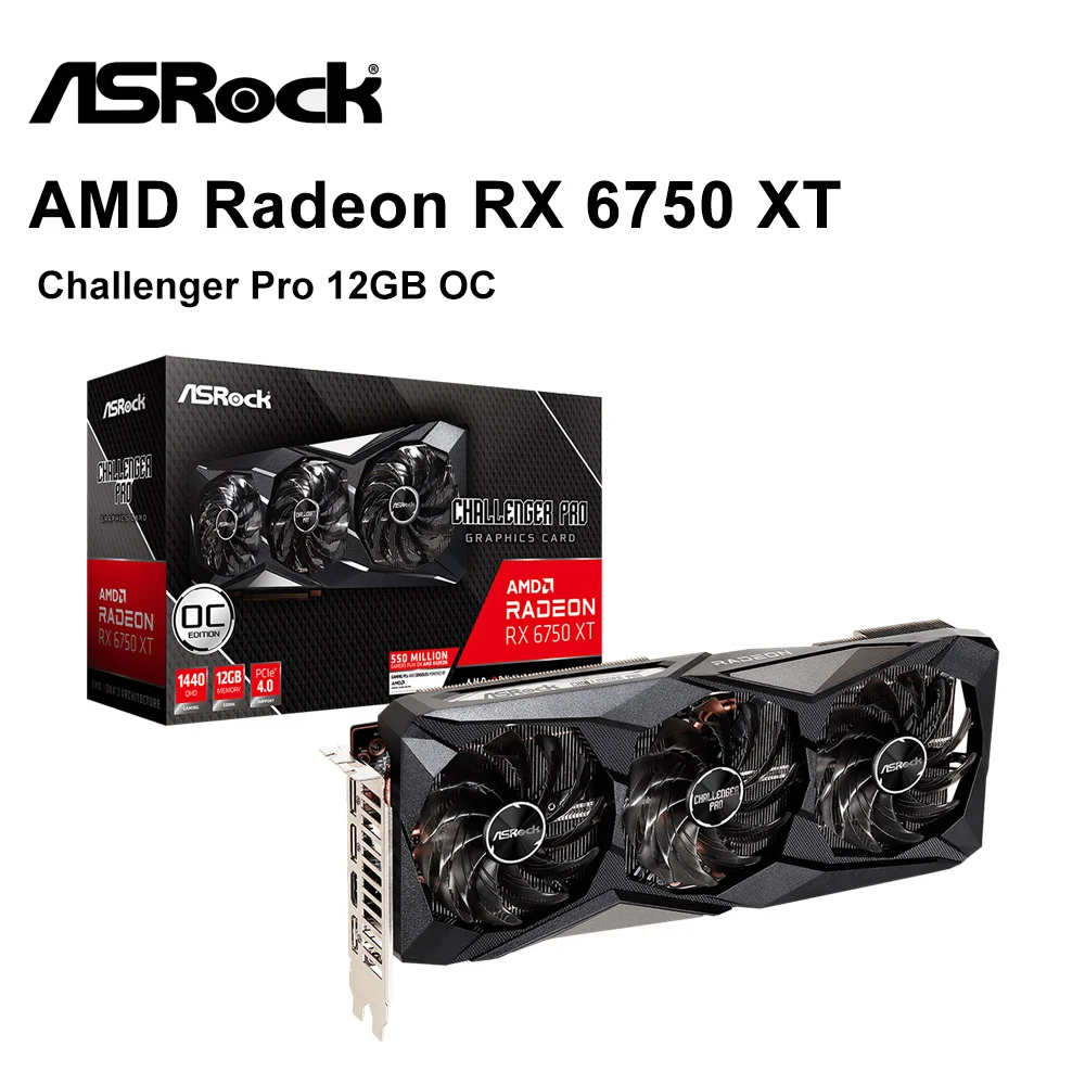 

ASROCK New AMD Radeon RX 6750 XT RX6750XT Graphic Card Gaming 12G 192-bit 7NM Video Cards AMD GPU CPU MotherBoard placa de video