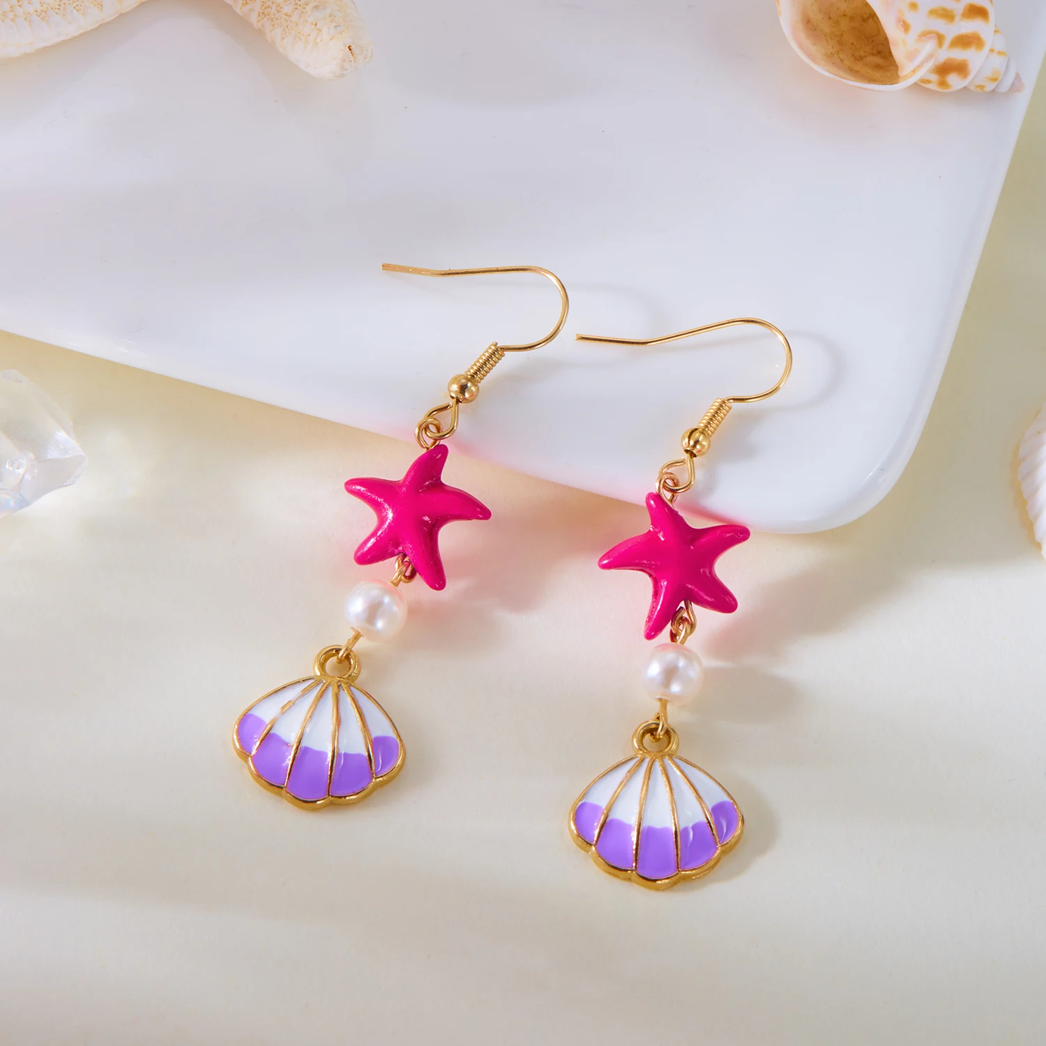 Exquisite handgemachte Muschel Seestern Anhänger Ohrringe für Frauen Böhmen bunte Muschel Quaste Ohrringe Mode Party Schmuck Geschenke – Detail 24