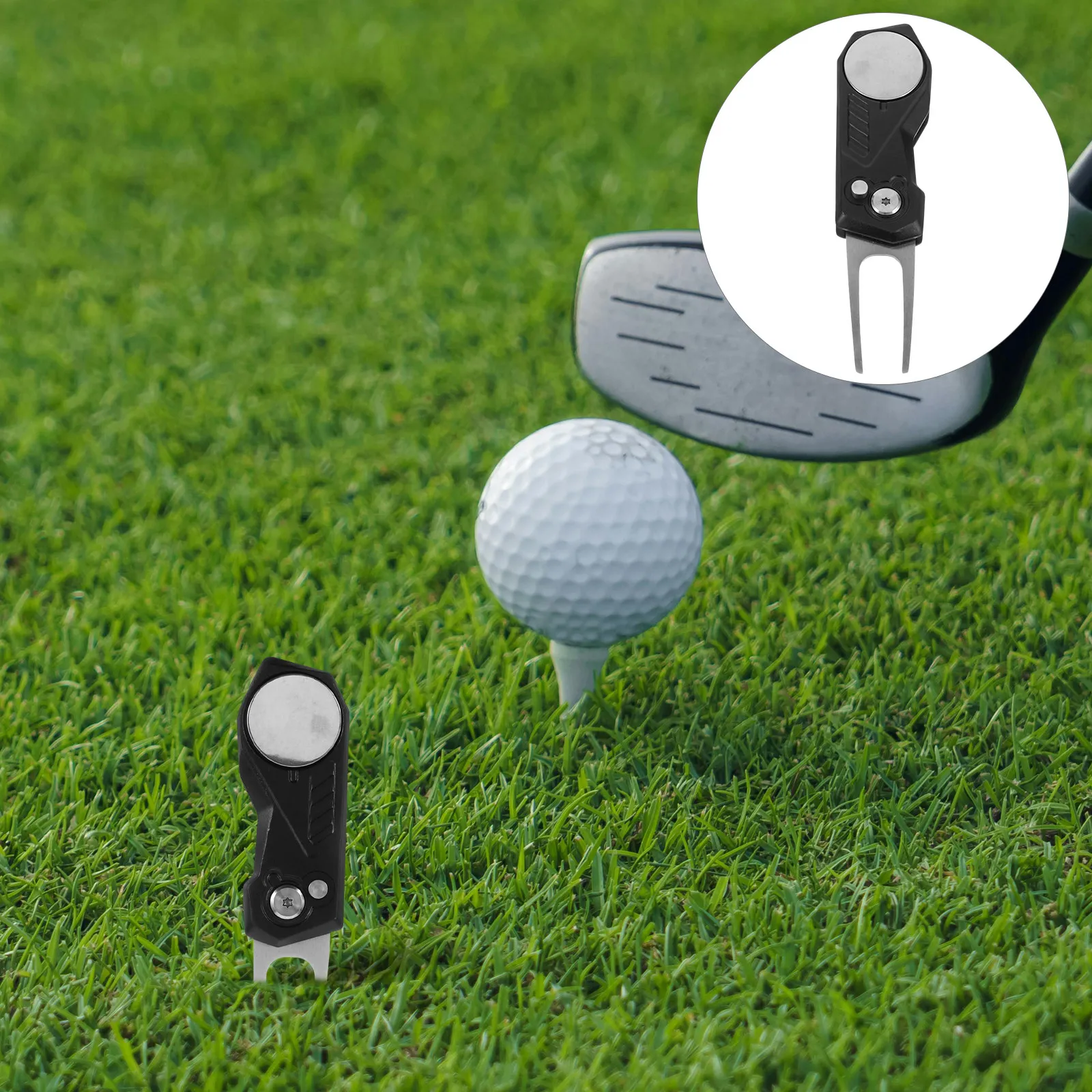 

Компактный инструмент для ремонта гольф-полей, прочная конструкция из металлического сплава, плавная работа, идеально подходит для любителей гольфа, портативный.