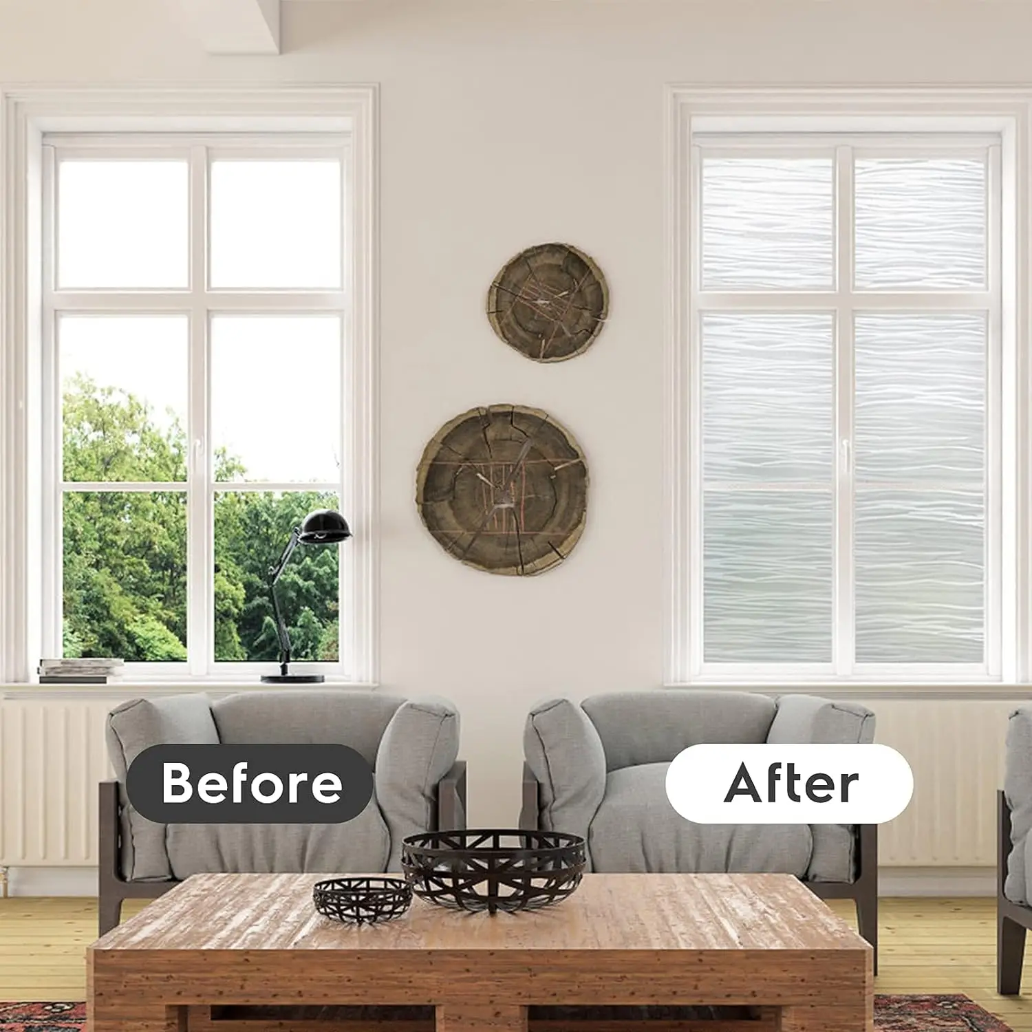 Window Privacy Film Frosted Glass Film Removable Vinyl Door Window Coverings UV Blocking Self Static Cling for Home Decor
