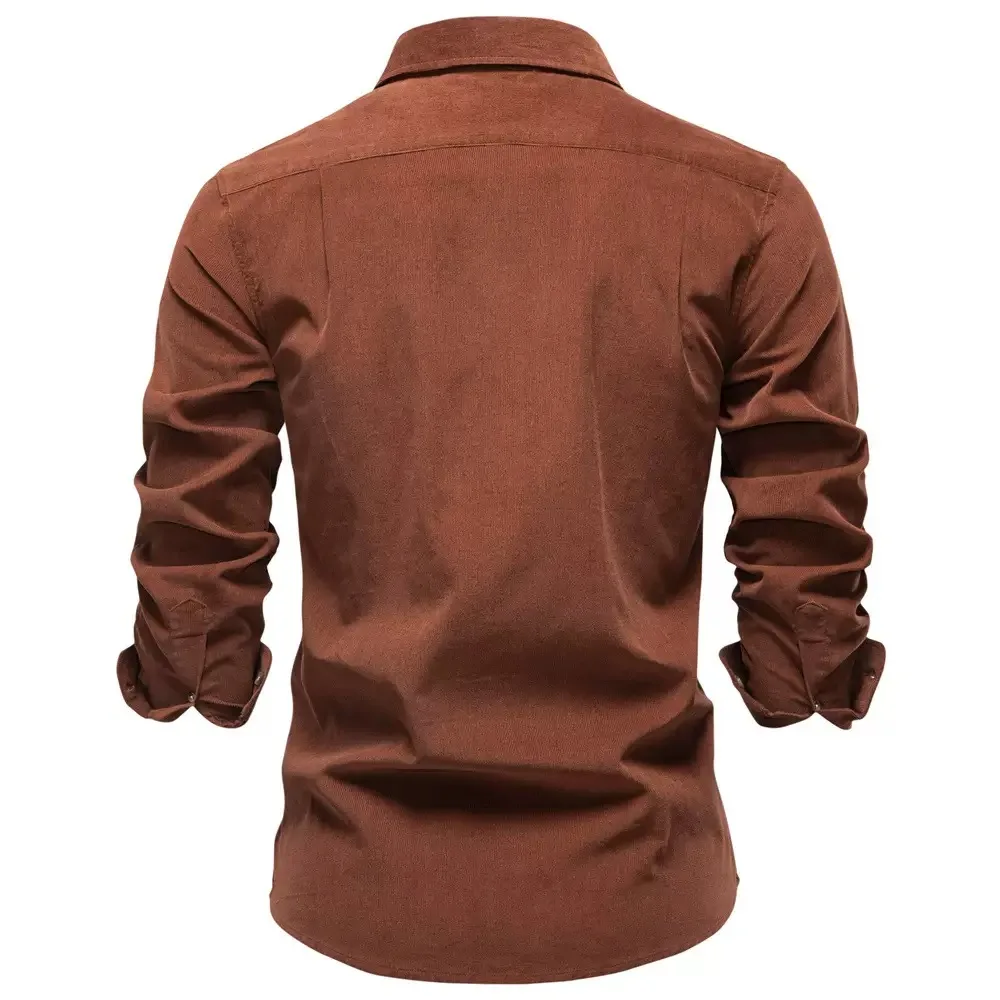 New men's high-quality corduroy pure cotton casual long sleeved shirt for autumn and winter fashion casual versatile top