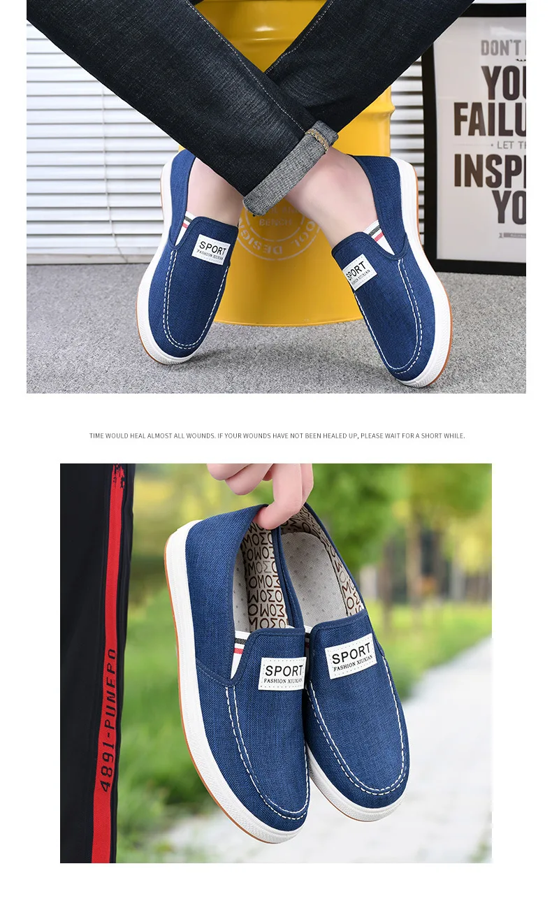 Herren-Slipper aus Canvas, atmungsaktives Obermaterial, leichte, rutschfeste Gummisohle, Sport-Label-Dekor, flache Freizeitschuhe für den täglichen Gebrauch. – Detail 11