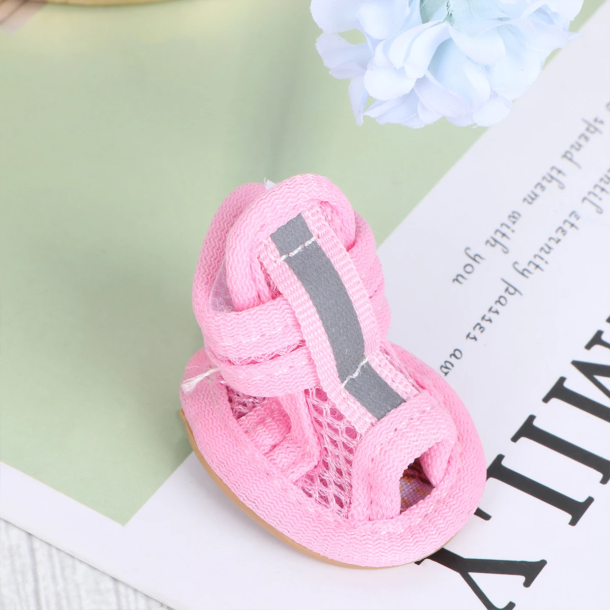 

4Pcs Pet Dog Shoes Summer Breathable Mesh Sandals Anti-Slip Sneakers Pink Size 4 Perfect for Dog Shoes