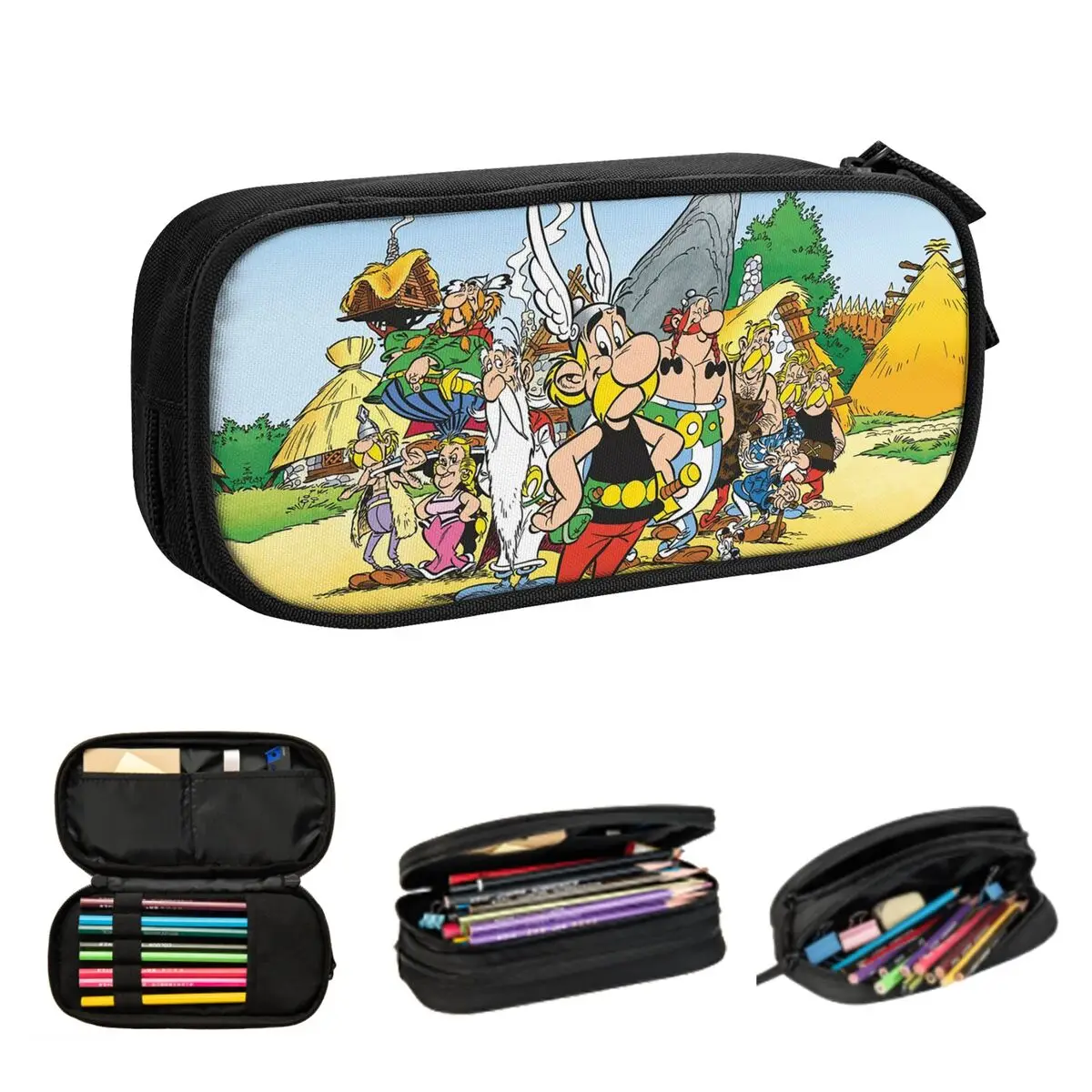 asterix e obelix estojos de lapis dogmatix grande armazenamento pen bags pen box lapis bolsa para meninos e meninas estudantes papelaria escola 01