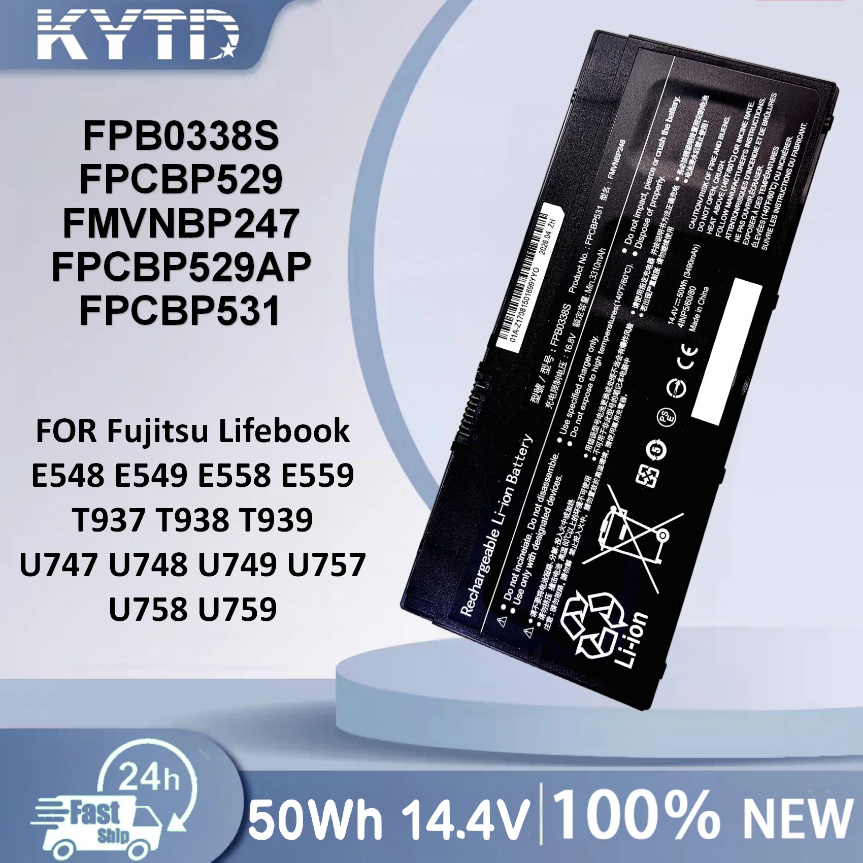 

KYTD FPB0338S FPCBP531 Laptop Battery For Fujitsu LifeBook U747 U748 U757 U758 T937 T938 E548 E558 FPCBP529 FMVNBP247 NBP248