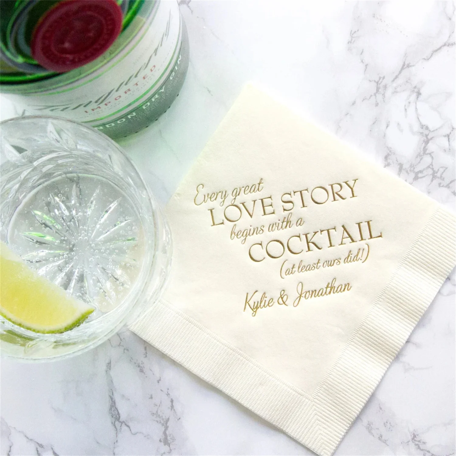 50pcs Every Great Love Story Begins with a Cocktail - Personalized Wedding Napkins, Rehearsal Dinner, Engagement Party, Custom B