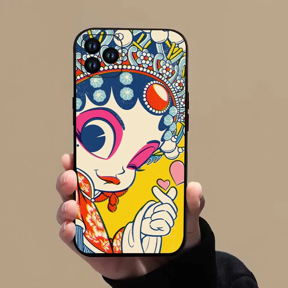 Funny Peking Opera Girl Phone Case For iPhone 11 12 13 14 15 Mini Pro XS Max X S Plus XR Shell