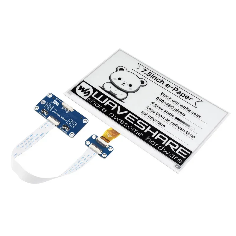 Raspberry Pi 7.5 inch e-Paper E-Ink Display HAT 7.5inch SPI Interface 800X480 Red / Black / White for Arduino STM32 Jetson Nano