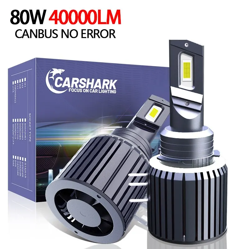 Carshark 2Pcs Turbo H15 lampadine a Led Canbus 80W 40000Lm luci per Auto 12V Csp lampade Auto Super