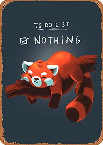 to Do List Nothing Panda Vintage Look Metallschild Kunstdrucke Retro Geschenk