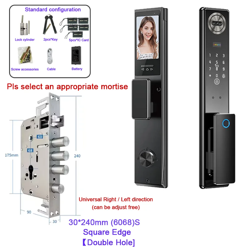 Wifi Tuya APP 3D Gezichtsherkenning Slim deurslot met camera Videogesprek Spraakintercom Digitaal deurslot Automatisch deurslot