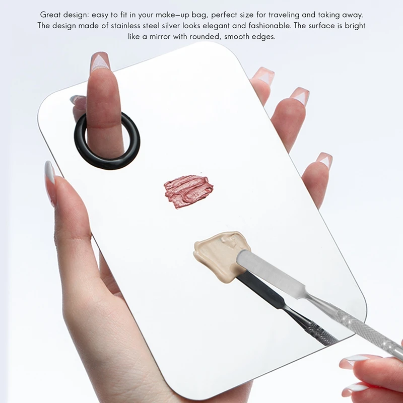 Hot TTKK แต่งหน้าผสม Palette เครื่องสําอางค์สแตนเลส Palette Professional Nail-Art Palette พร้อมไม้พายเครื่องมือ