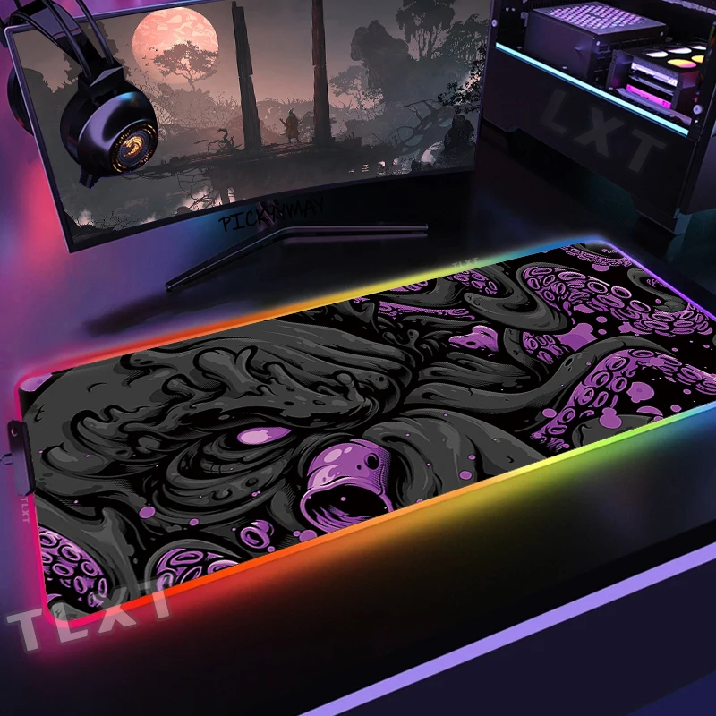 Large RGB Mouse Pad XXL Gaming Mousepad LED Mouse Mat Octopus Table Pads Keyboard Mats Desk Rug Gamer Mousepads With Backlit