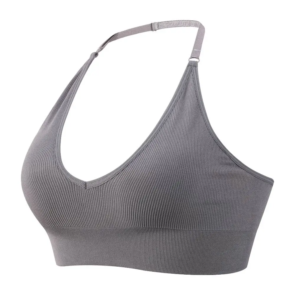 Padded Sports Bras for Women Push Up Deep V Sexy Adjustable Halter Backless Running Workout Yoga Bra Supportive Bralettes