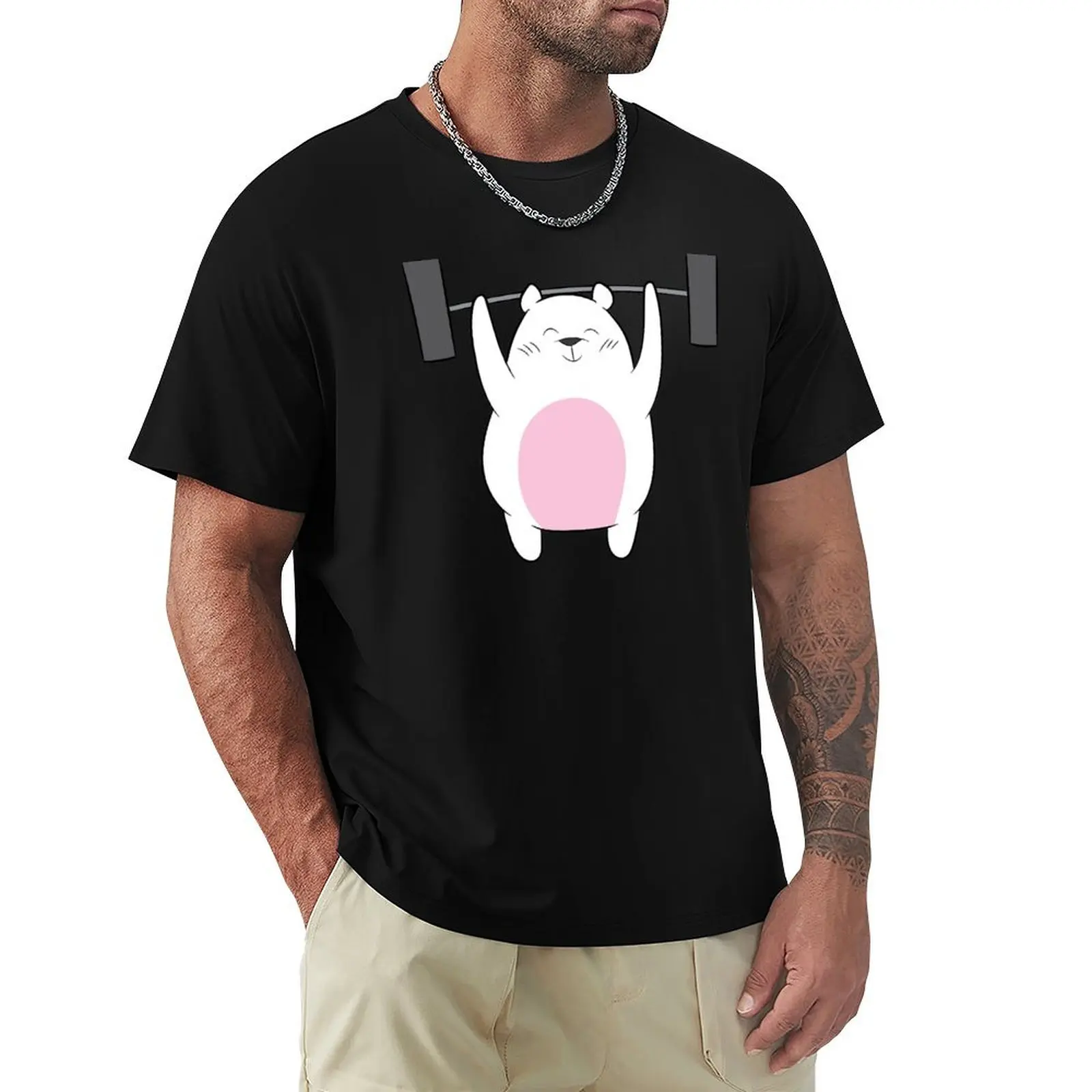 Weightlifting - Polar Bear lifts weights T-Shirt men t shirt cotton 100% T-Shirt
