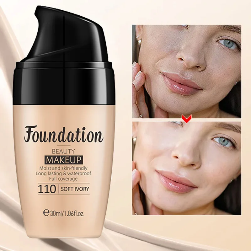 Liquid Foundation Cream Face Concealer Full Coverage Cover Primer Base Natural Waterproof Long Lasting Matte BB Cream Cosmetic