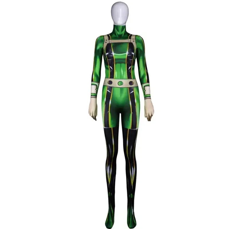 

Стереоскопический костюм Boku no Hero Froppy с 3D принтом Pro Hero Tsuyu Asui Zentai костюм женский боди на Хэллоуин комбинезон
