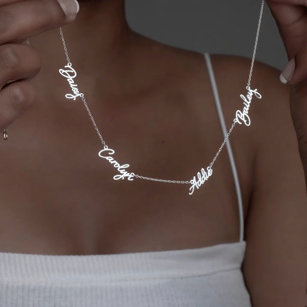 

Custom Multiple Name Necklaces For Women Personalized Stainless Steel 2 3 4 5 Names Necklace Family Birthday Party Jewelry Gift