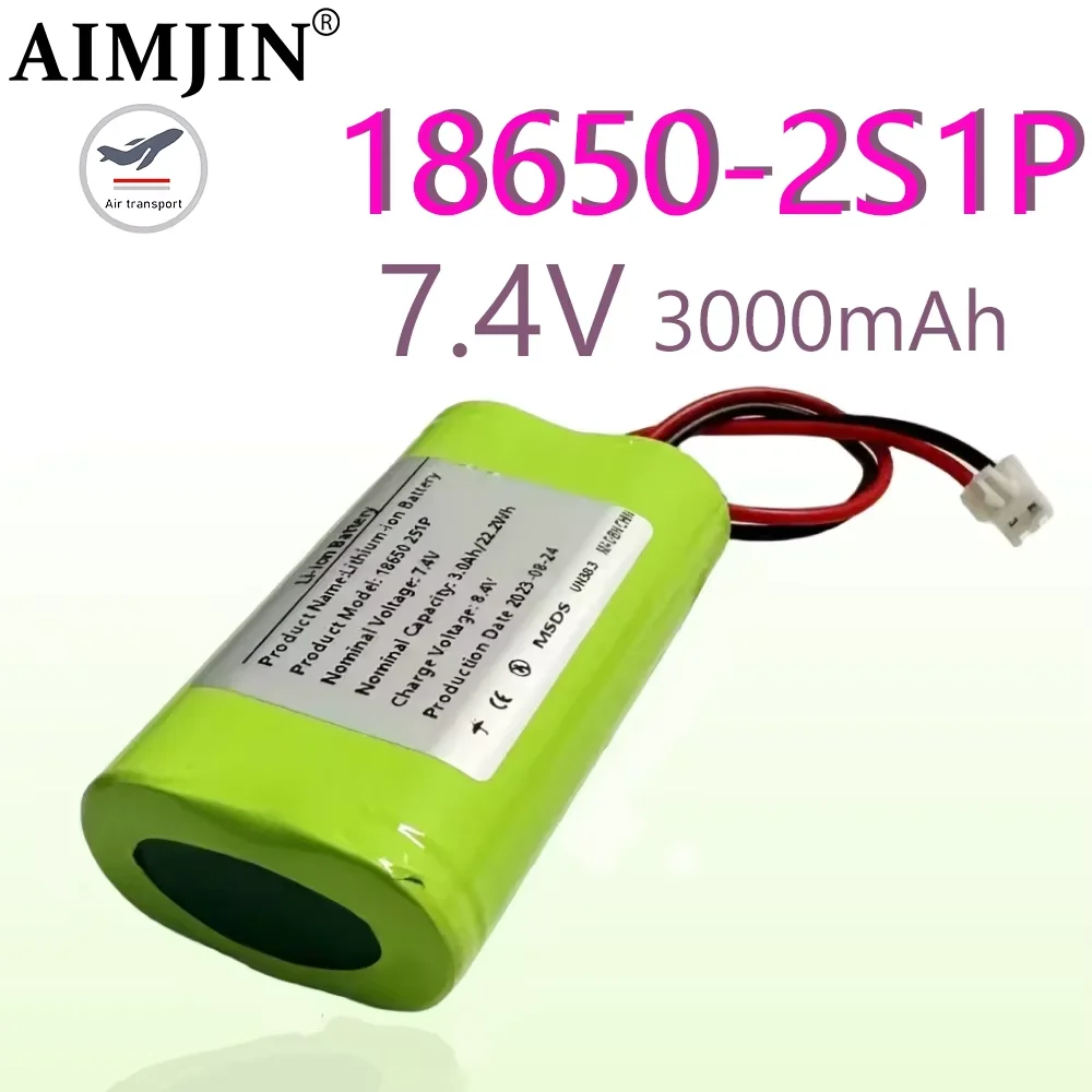 

Lithium Ion Battery Pack XH2.54-2P Plug,7.4V 3000mAh 18650 2S1P Great for Projectors, Speakers, Wireless Monitoring